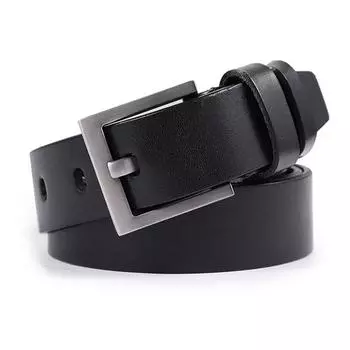 Men S And Women S First-Layer Cowhide Belt, Fashionable And Simple Versatile Leather Youth Belt 105cm чёрный