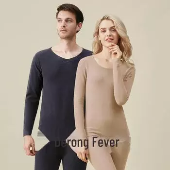 Men s and Women s German Velvet Thermal Underwear Suit - Plus Velvet, Thick, Warm, Skin-Friendly Women s M розовый/цветочный