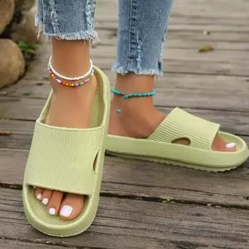 Men s and Women s Home Slippers 2024 New Waterproof Non-slip Bathroom Slippers Plus Size 36-45 Light Comfortable Casual Slides 36 зелёный