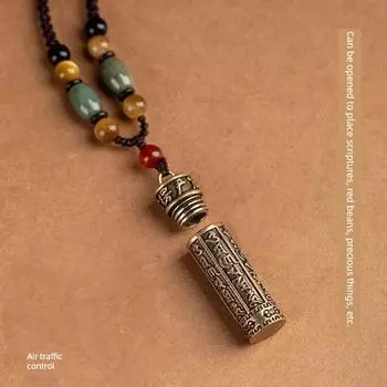 Men s and Women s Necklaces Pendant Portable Bringing Good Luck and Wealth Ornament Dragon Niche for a Statue of the Buddha Hollow Can Be Opened Gawu box pendant (air pipe)