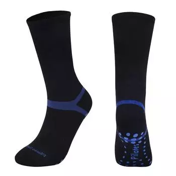 Men s and Women s Neutral All-Inclusive Fitness Yoga Socks Indoor Venue Playground Pilates Sports Socks Thickened Non-Slip Socks Black and blue [40-44] long tube