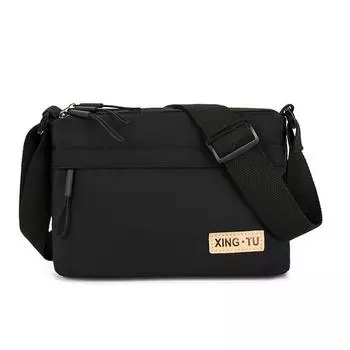 Men s and Women s Same Bag Fashion All-Match Shoulder Bag Multi Compartment Cross Body Bag Nylon Washed Cloth Waterproof Casual Bag Black
