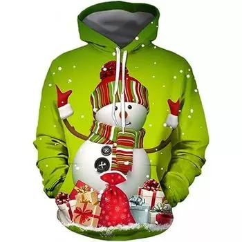 Men s and Women s Sweatshirts Autumn and Winter Christmas 3D Printing Models Long-sleeved Medium-length Hoodie Loose Sweater S