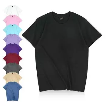 Men s and women s t-shirt short-sleeved cotton round neck comfortable and breathable how many large size S (90-50 kg) белый