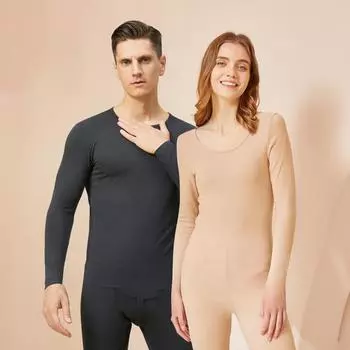 Men s and Women s Thermal Underwear Set - Light Autumn & Winter Velvet Heating Base Layer Women s S