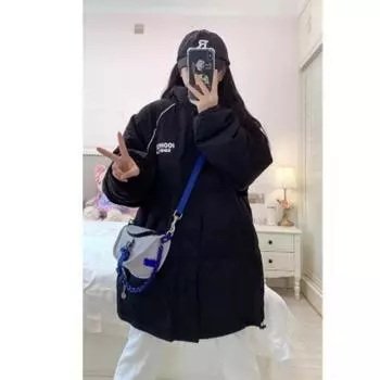 Men s and women s versatile cotton clothes winter coat women s winter new thin stand-up collar down cotton-padded clothes trendy women s clothing S чёрный