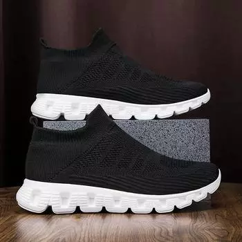 Men s and women s walking shoes one pedal sports shoes men s casual socks shoes breathable trend foreign trade explosion flying woven shoes 36