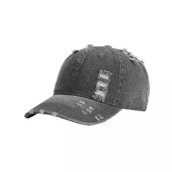 Men s and women s washed cowboy hats cloth soft top duck tongue show face small street old hole hip hop baseball cap M56-58cm чёрный