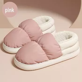 Men s and Women s Winter Waterproof Plush Cotton Slippers with Heels 36-37 (Fits 34-35)