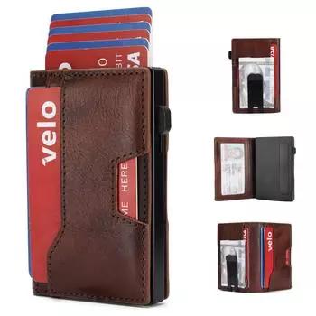 Men s Anti-Theft Genuine Leather Wallet with 20% Fold & Card Storage красный