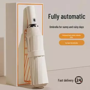 Men s Automatic 24-Rib Folding Umbrella with Thickened Black Coating for UV Protection