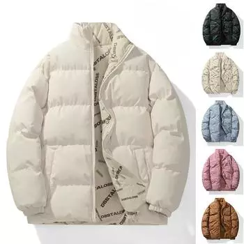 Мужская осенне-зимняя двусторонняя одежда для хлеба, зимняя утепленная куртка с хлопковой подкладкой для пар, мужская одежда M чёрный