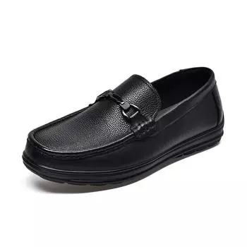 Men s autumn and winter new black metal buckle one-pedal single shoes comfortable shallow mouth flat bottom 38