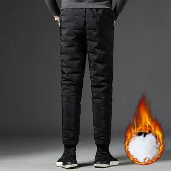 Мужские утепленные брюки осенне-зимнего размера, однотонные повседневные брюки для холодной погоды 5XL