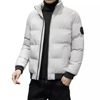 Мужская осенне-зимняя теплая куртка с воротником-стойкой, пушистая теплая куртка больших размеров, мужская короткая куртка, хлопковая куртка XS белый