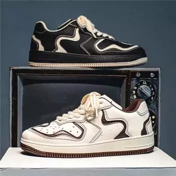 Men s Autumn Black White Personalized Casual Shoes Thick Soled Sports Shoes for Men Trendy Couple Shoes Skate Shoes Pantshoes 36 бежевый