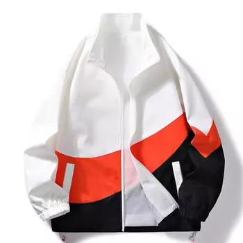 Men s Autumn Casual Jacket Windproof Stand Up Collar Color Blocked Korean Version Sports Top XXXXL