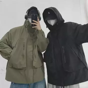 Men s Autumn Hooded Army Green Retro Jacket - American Outdoor High Street Style. 3XL зелёный