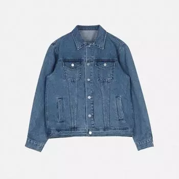 Men s Autumn New Denim Jacket Korean Style Trendy Loose Jacket Clothes Work Jacket M чёрный