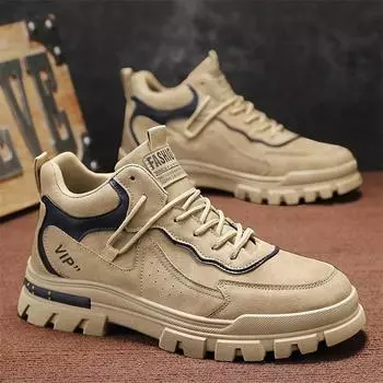 Men s autumn new fashion British workwear motorcycle boots versatile casual plus size wear-resistant trendy shoes outdoor 39 серый