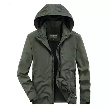 Мужская осенняя повседневная куртка со съемным капюшоном на молнии для молодежи с широкими боковыми швами M