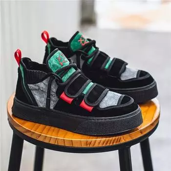 Men s Autumn Sneakers Skateboard Men s Sneakers Loafers Sports and Leisure Shoes for Men Thick Bottom Non-Slip Wear-resistant 39 черный серый