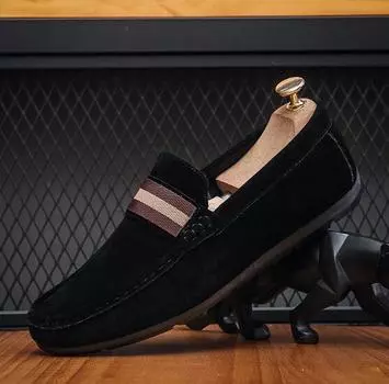 Men s autumn summer new casual loafers all-match set feet soft bottom breathable loafers men s driving flats shoes M844 39 чёрный