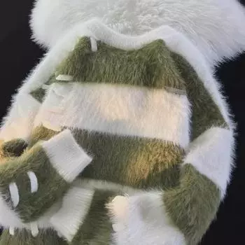 Men s Autumn/Winter Japanese Glutinous Mink Fleece Striped Sweater - Cozy, Lazy Style Design M чёрный