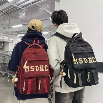 Men s Backpack Large Capacity Middle School Student Schoolbag Women Travel Letter Computer Backpack белый