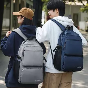 Men s Backpack Middle School Student School Bag Large Capacity Women Travel Solid Color Backpack чёрный