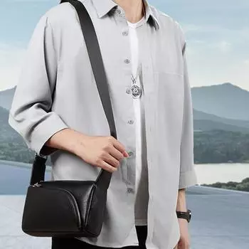 Мужская сумка из натуральной кожи, сумка через плечо для мужчин и женщин, повседневная сумка из корейской яловичной кожи Chaotou Layer чёрный