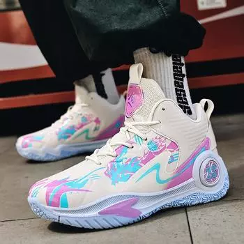 Men s Basketball Shoes Cushioned Breathable Sneaker Train Athletes High Quality Sport Shoe Lace Up Footwear Casual Sneaker 35-45 35 бежевый