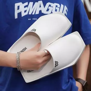 Men s Bathroom Slippers Personalized EVA Home Shoes for Men New Light Soft Beach Sandals Man Waterproof Comfortable House Slides 39 чёрный