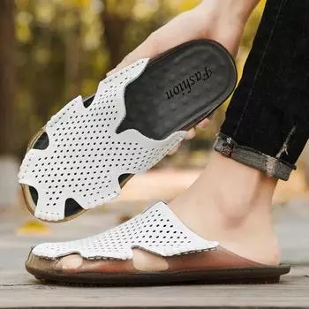 Men s Beach Open Toe Shoes Sandals High Quality Non-slip Men Slippers Breathable Two Uses Male Footwear Men Summer Outdoor Shoes 38 чёрный