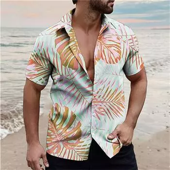 Men s Beach Parrot Printed Shirts Hawaii Breathable Shirts Summer Single Breasted Short Sleeved Shirts Comfortable Men s Shirts S