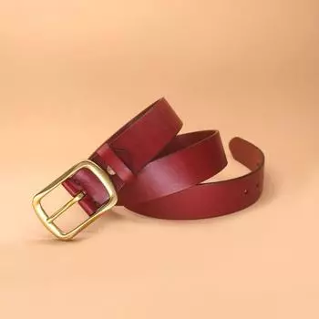 Men s Belt Leather First Layer Cowhide Brass Buckle Casual Versatile Jeans Belt 110cm-125cm чёрный