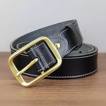 Men S Belt Washed Retro Handmade Copper Needle Buckle First Layer Cowhide Leather Belt Men S Casual Jeans Belt 105cm чёрный