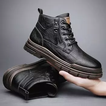 Men s big-headed men s shoes Martin boots 2025 new autumn and winter warm and fleece non-slip outdoor sports boots 39 кофейный