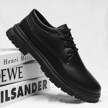 Men s black business dress leather shoes men s height-increasing soft-soled casual shoes single shoes autumn and winter British style groom wedding 39