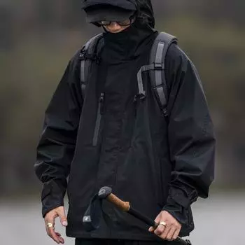 Men s Black Windproof Waterproof Hooded Workwear Jacket - Autumn/Winter Fashion M коричневый