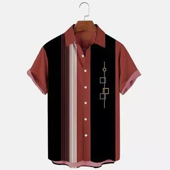 Мужская синяя рубашка с креативными узорами и 3D-принтом, рубашка на пуговицах, повседневная летняя рубашка с коротким рукавом, повседневная одежда для отпуска XS синий