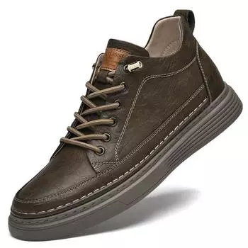 Men s board shoes leather casual fashion shoes men s leather shoes comfortable breathable increase factory wholesale 37