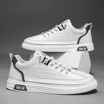 Men s board shoes new lazy one-pedal leather sneakers fashion trend casual board shoes versatile little white leather shoes 39 белый