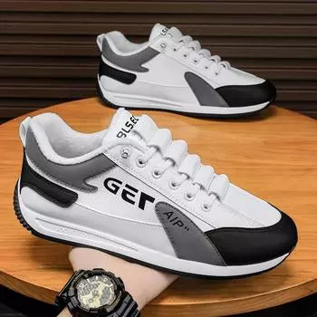 Men s board shoes new sports trendy shoes lazy one pedal leather board shoes Internet celebrity velvet Forrest Gump retro board shoes men 39 белый