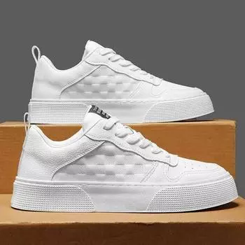 Men s Board Shoes New Trendy Versatile Thick Soled Sneakers Soft Soled Platform Comfort Breathable Casual White Man Sports Shoes 39 чёрный