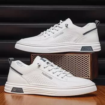 Men s board shoes spring new breathable little white shoes one-pedal versatile student running shoes soft-soled flat-soled sports shoes 39