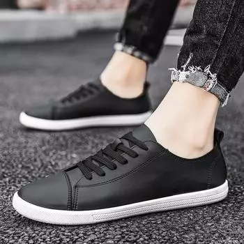 Men s board shoes Trendy minimalist design style Daily office driving Outdoor leisure walking sports comfortable white shoes 39 чёрный