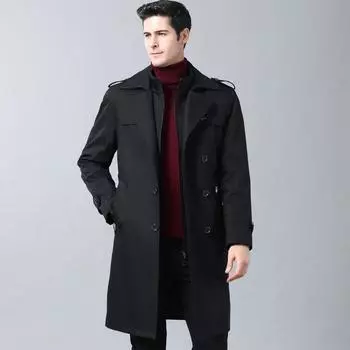 Мужская смелая ветровка зимняя длинная папина утепленная куртка деловая повседневная среднего возраста большой размер костюм воротник верх 170