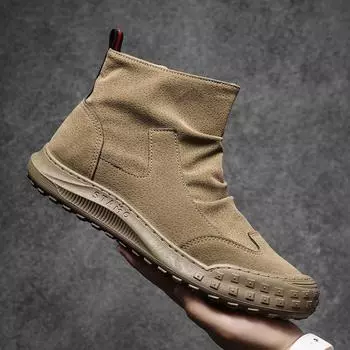 Men s Boots 2024 Autumn New Leather Boots Casual Men s High Help Work Shoes Retro Non-slip Waterproof Ankle Boots Men 39 чёрный