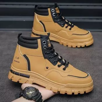 Men s Boots 2025 Spring Autumn High Top Non-slip Wear Resistant Tooling Ankle Boots Platform Outdoor Sneakers Lace Up Trainers 39